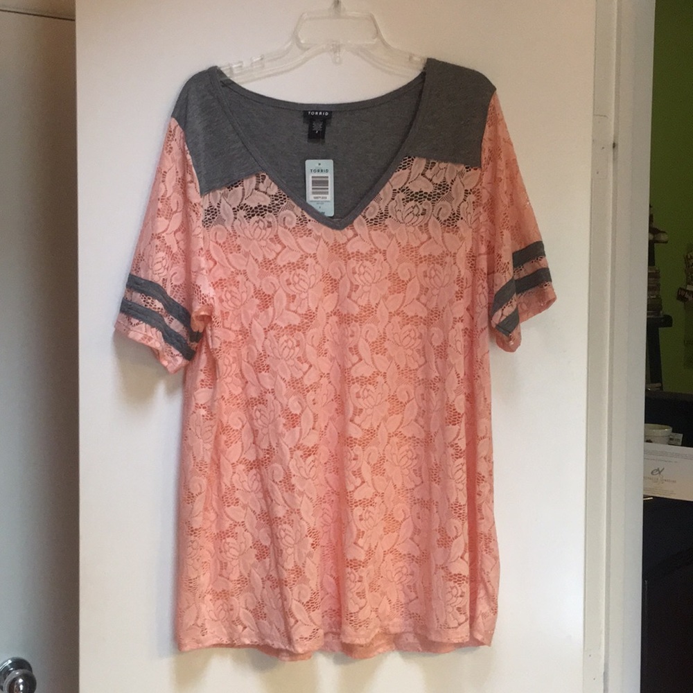 Peach/Grey Lace Football Shirt
